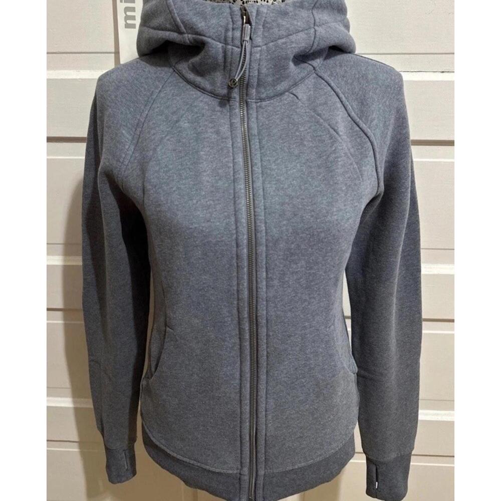 SOLD - LULULEMON Scuba Hoodie Light Cotton Fleece Size 6 Heathered Blue $128